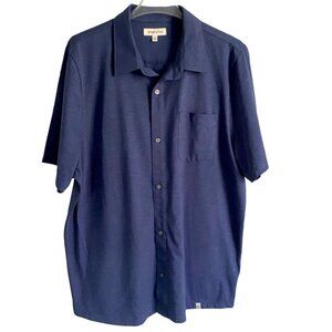 Atlantic Sol Solid Blue Button Up Organic Cotton Shirt Men's XL